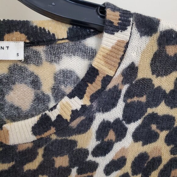 Equipment Femme Womens Size S 100% Cashmere Sweater Leopard Animal Print Cheetah - Picture 5 of 5